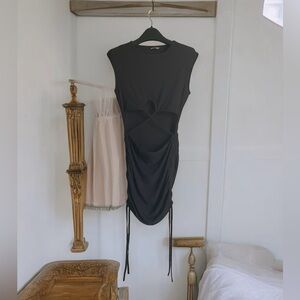 Jewel Neck Strappy Midriff, Scrunch Side Ties Little Black Dress | Sz: 4 (S)